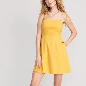 Fit & Flare Tie-Strap Linen-Blend Mini Dress for Women